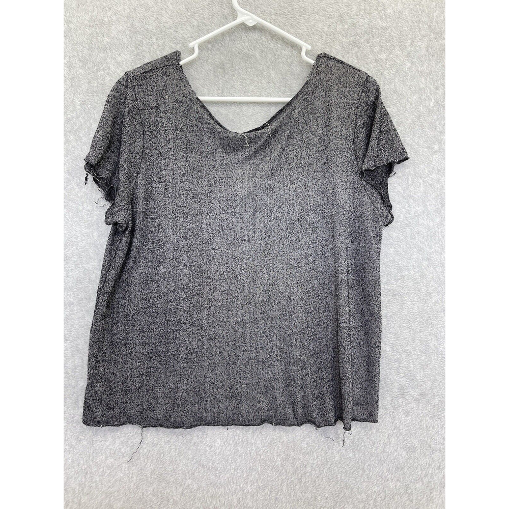 Project Social T Urban Outfitters Gray Marled Distressed Blouse V neck Frayed S